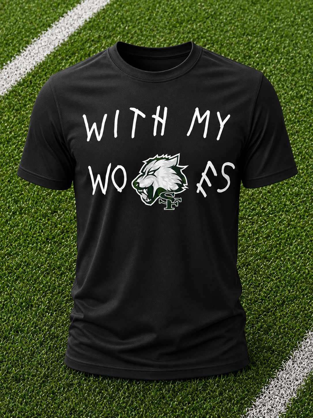 With My Wolves Black Tee